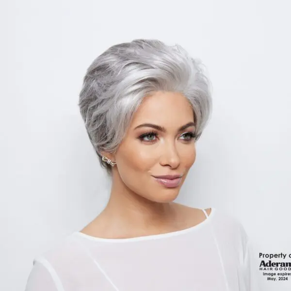 Elegant woman with styled silver hair