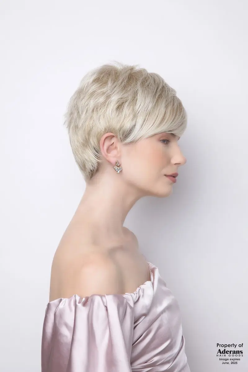 Short blonde hairstyle on woman