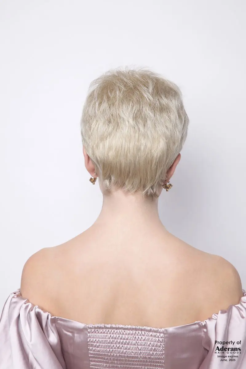 Woman with short blonde hair