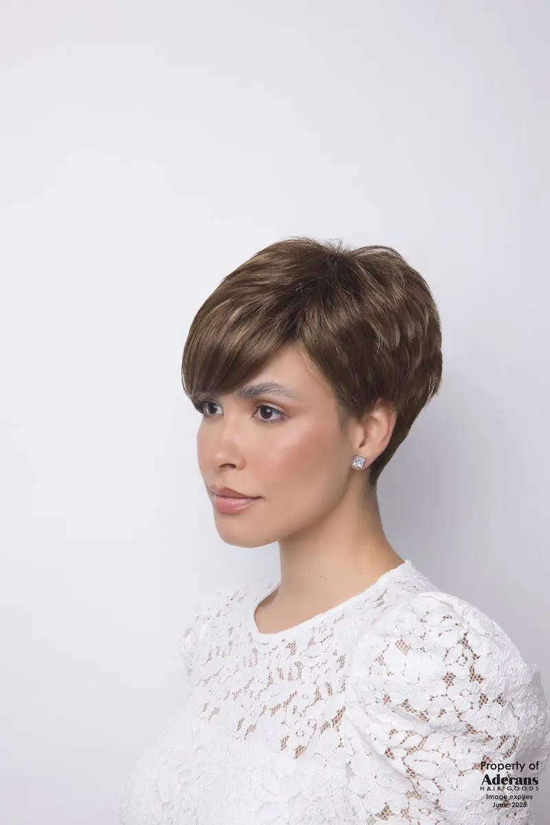 Woman with short brown hair