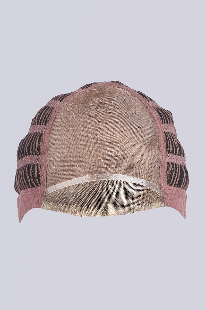 Vintage mesh and fabric cap display.