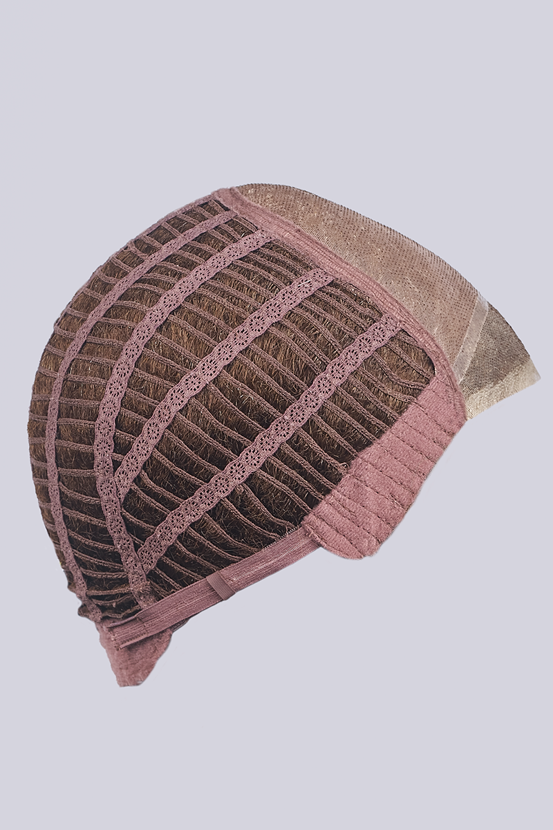 Brown and pink lace wig cap.