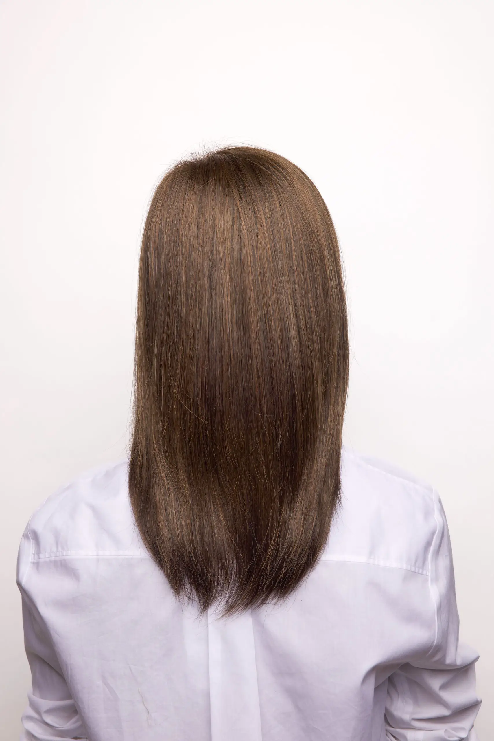 Straight hair on white background